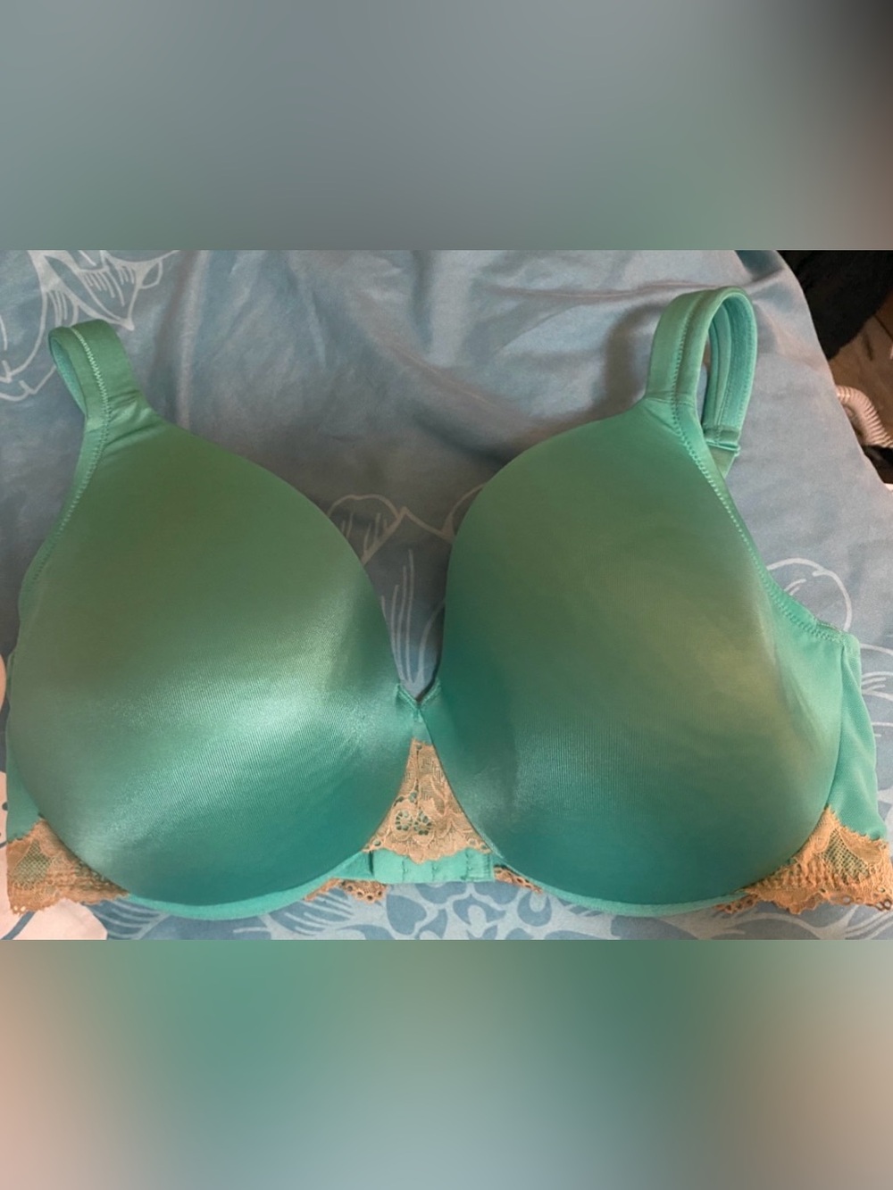 Cacique Mint Green Smooth T-Shirt Bra with Lace Trim